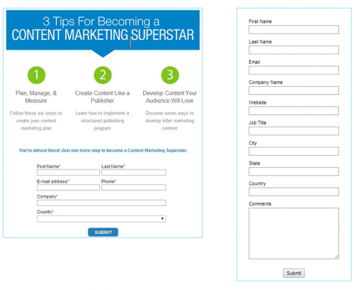 Smaple forms for lead generation