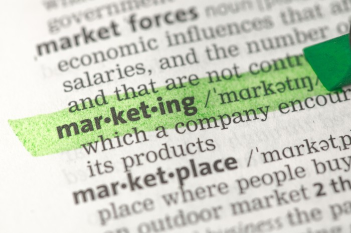 Marketing definition highlighted in green in the dictionary