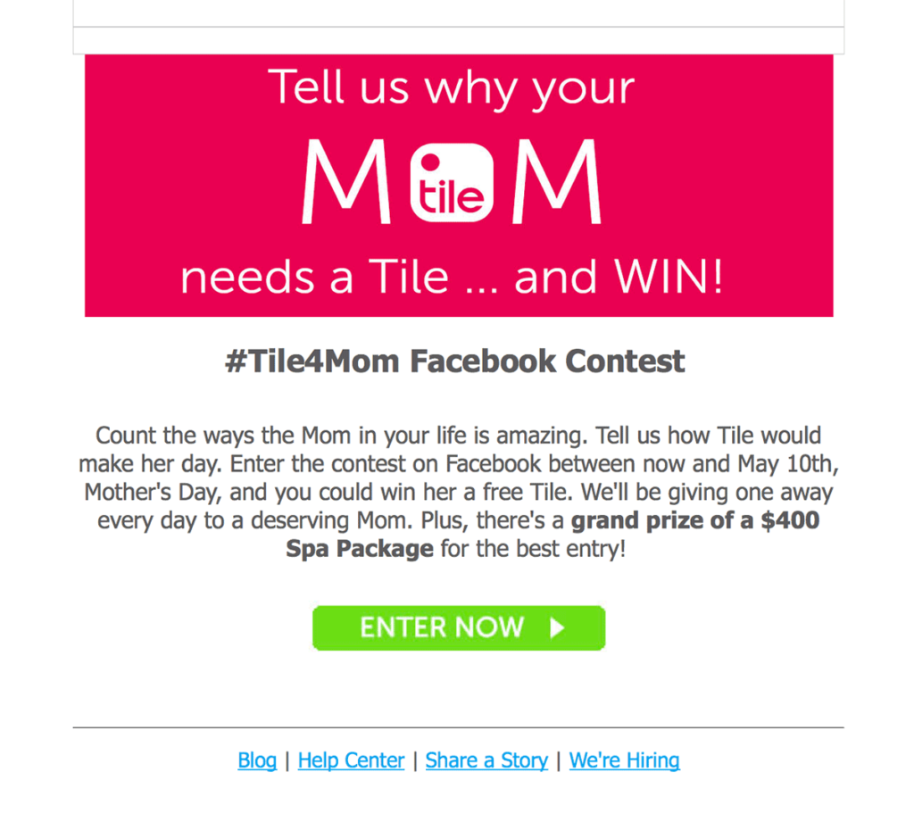 facebook contest in email