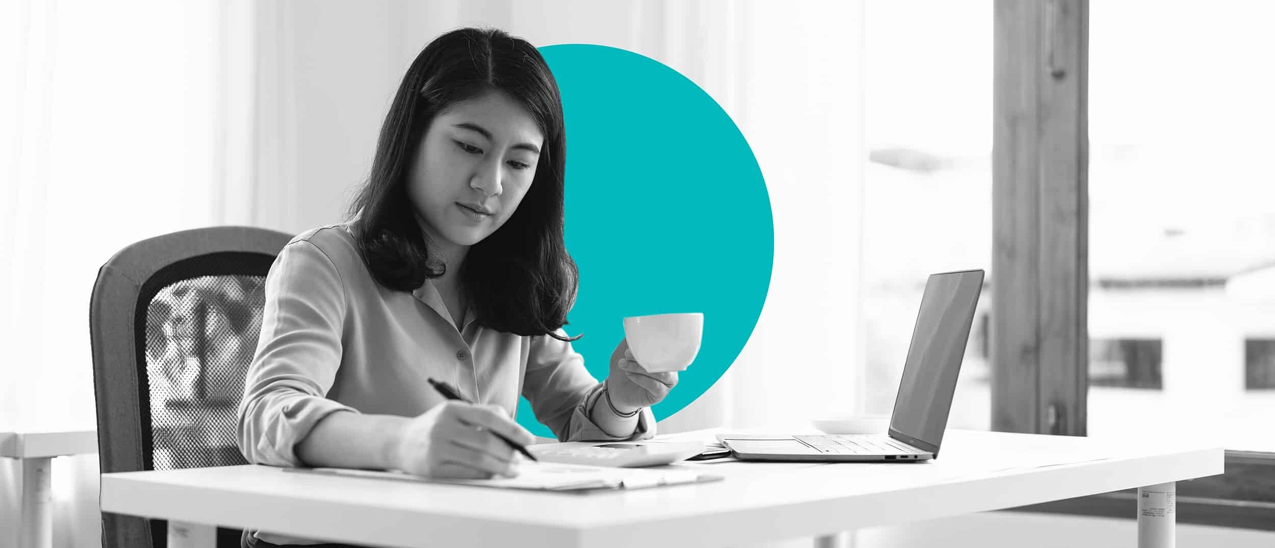 Woman figuring out how to improve content.