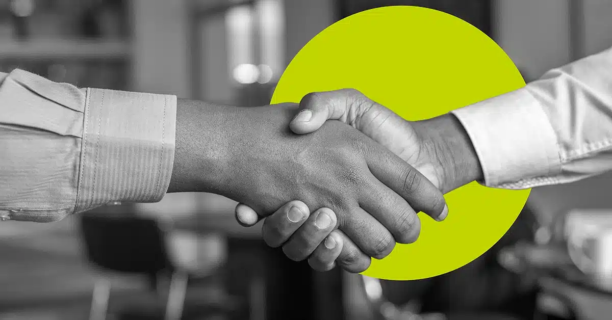 Successful lead management illustrated by a handshake.