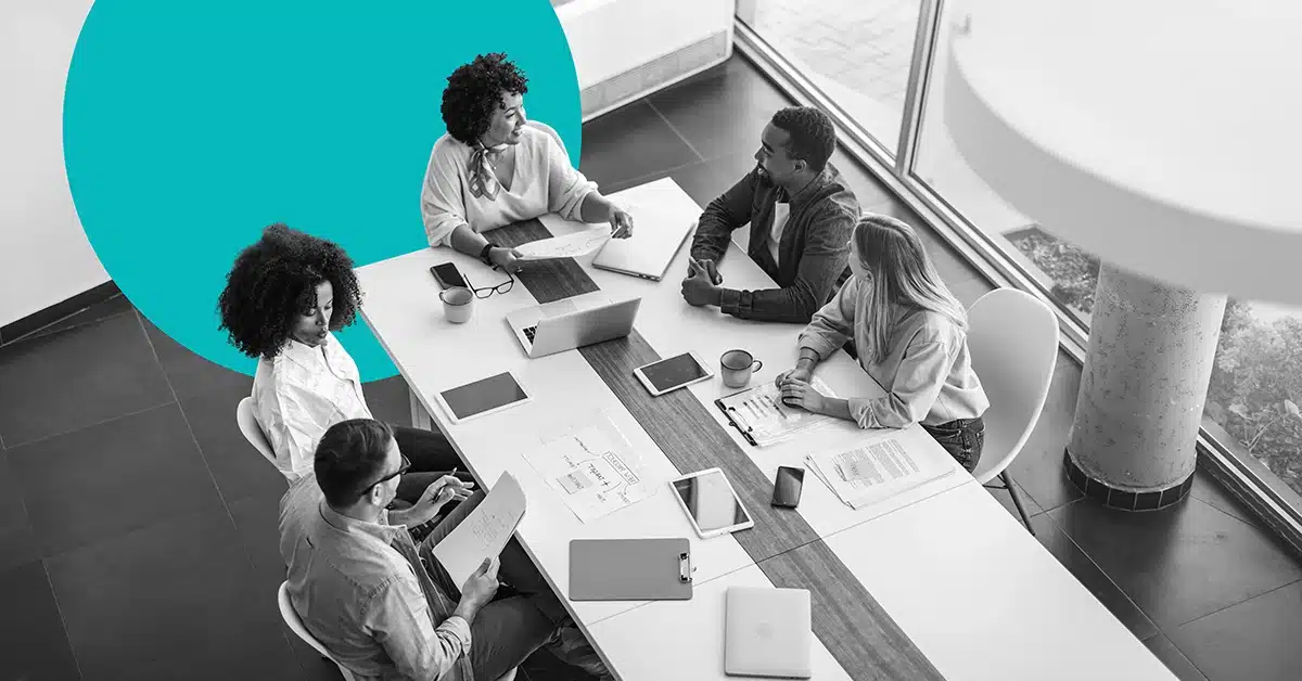 Marketing team formulating B2B lead nurturing strategies.