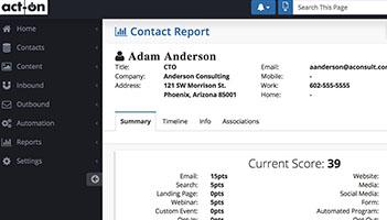 Screenshot of Act-On’s new Contact Report replaces the existing Contact Activity History overview and includes several great user experience enhancements