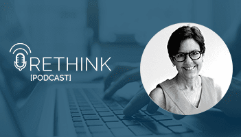 This is a picture of Ann Handley for the Rethink Podcast where she talks about the importance of content marketing