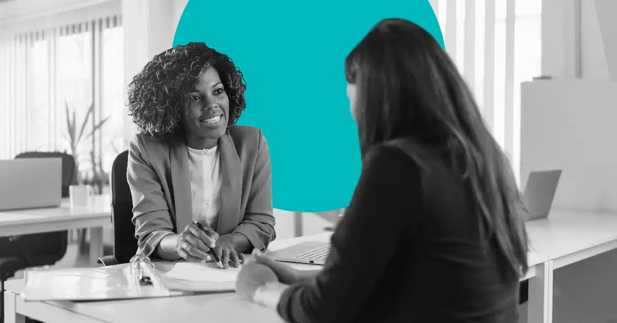 Woman cross-selling insurance.