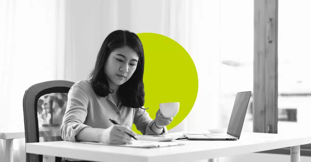 Woman writing a marketing email.