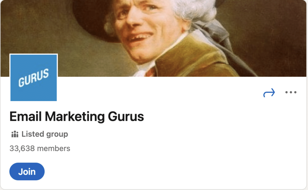A screenshot of the linkedin marketing groups banner for Email Marketing Gurus