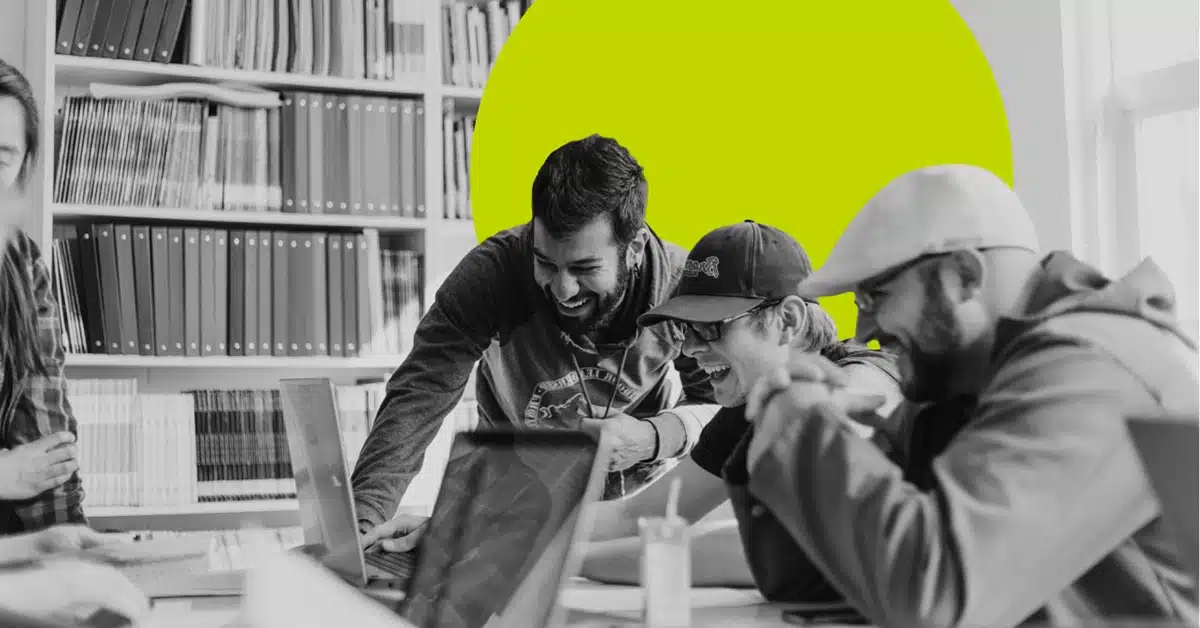 B2B marketing. team collaborating on a laptop.