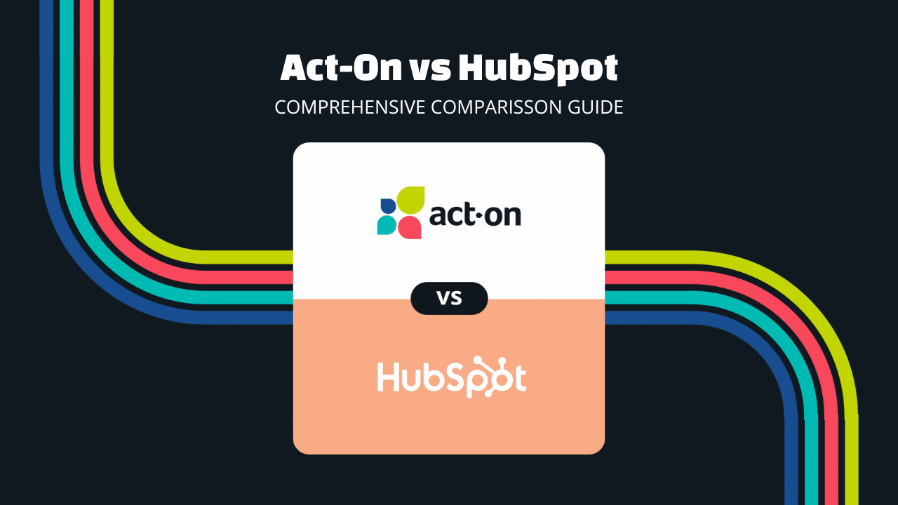 Act-On vs HubSpot w/ logos and rainbow design